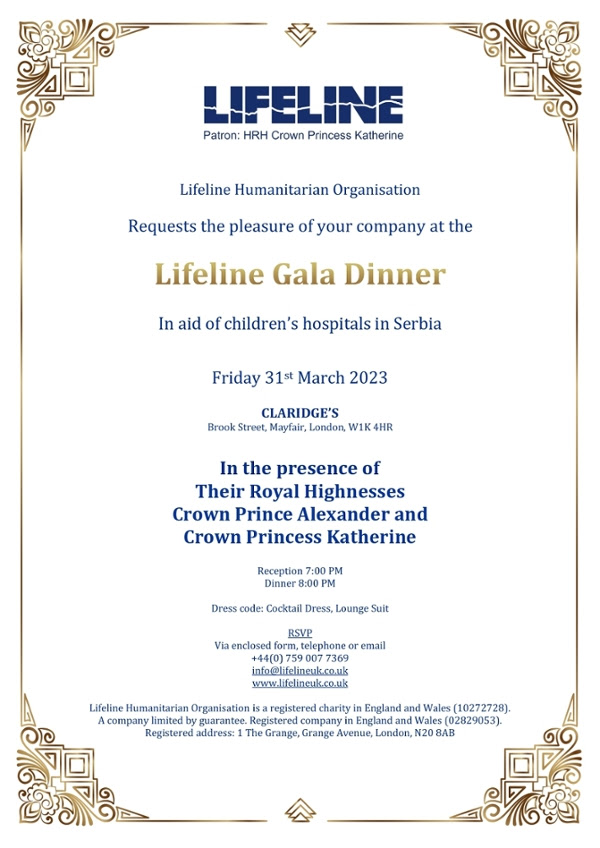 Lifeline Gala Dinner at Claridge's London